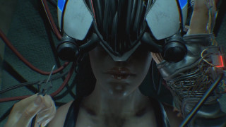 Woman futuristic helmet gloves head - wire free wallpaper for desktop