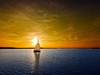 Sailboat sailing sunset dawn water - a sailboat free wallpaper