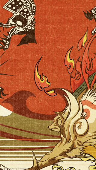 Wolf butterfly painting art nature - ukiyoe free wallpaper for mobile