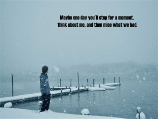 Person snow covered pier looking - a quote above free wallpaper