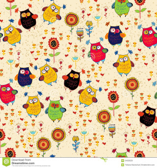 Colorful owls flowers white yellow - high free wallpaper for tablet
