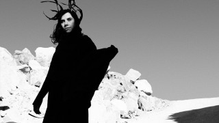 Snowy man outstretched mountains black - his head in free wallpaper