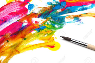 Paintbrush paint smears white background - a childs drawing free wallpaper
