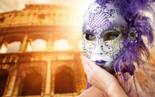 Woman mask purple feathers arena - a mask free wallpaper