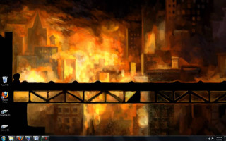 City bridge fire background window - ashcan school free wallpaper