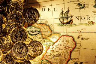 Map coins compass ship treasure - enguerrand quarton free wallpaper