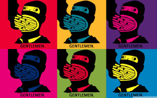 Man face colorful poster four - dystopian art free wallpaper