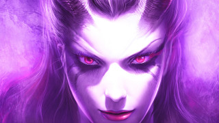 Woman horns red eyes purple 2 - horn free wallpaper