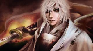 Man sword fire background heroic - a digital painting free wallpaper