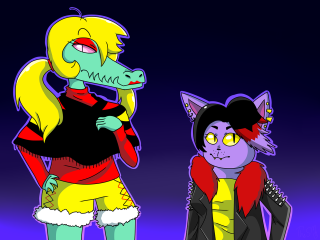 Cartoon cat dog monster demon - flat color free wallpaper