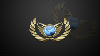 Gold emblem blue globe wings - a gold emblem free wallpaper