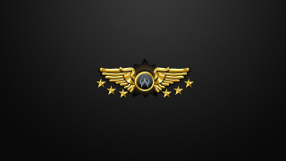 Gold emblem stars black background - objective abstraction free wallpaper