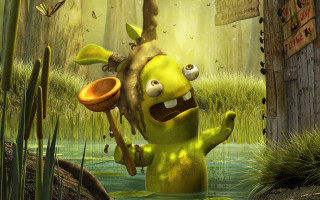 Cartoon character wooden stick swamp - a swampy area free wallpaper