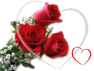 Bouquet roses heart frame diamond - rose free wallpaper