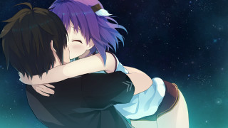 Couple hugging air stars sky - the background and a sky full free wallpaper