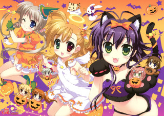 Anime girls halloween costumes pumpkins - pumpkin free wallpaper