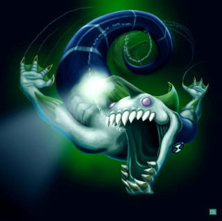 Green blue creature light mouth - creature free wallpaper