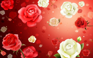 Red background colored roses hearts - heart free wallpaper for desktop