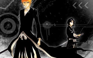 Anime couple characters black background 5 - design free wallpaper