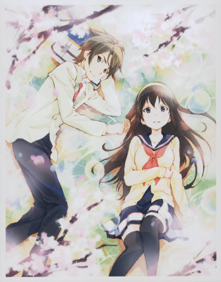 Anime couple tree flowers leaves - free anime wallpaper for mobile