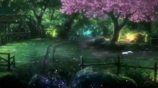 Park bridge trees dog laying - a bridge and trees free wallpaper