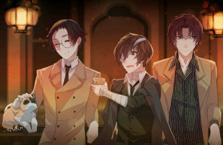 Three people lamp post dog - lap free wallpaper