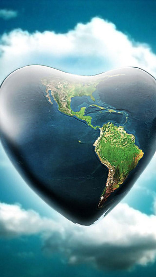 Heart shaped earth sky clouds 3 - free love wallpaper for mobile