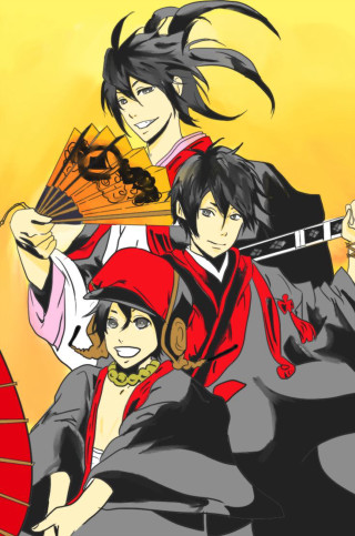 Group people umbrellas fan standing - their hand free wallpaper for mobile