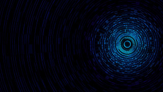 Blue circle black background image - chromatic free wallpaper
