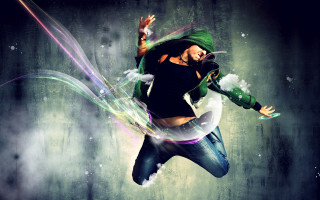 Man flying green hoodie green - energetic free wallpaper