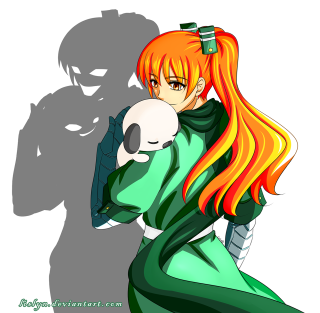 Woman red hair holding white - fan qi free wallpaper for tablet