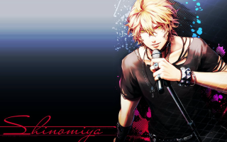 Man holding microphone black shirt - anime free wallpaper for desktop