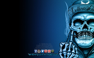 Skull moustache cigarette holding face - a skull free wallpaper