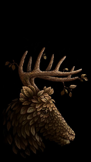 Deer head branch leaves neck - a branch free wallpaper for mobile
