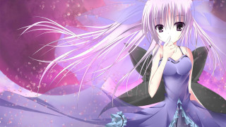 Girl blue dress white hair - a purple dress free wallpaper