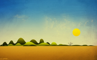 Landscape sun tree blue sky - surreal design free wallpaper for desktop