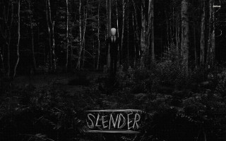 Black white forest sign slender - chris spollen free wallpaper