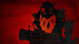 Red background man gun oil - dada free wallpaper