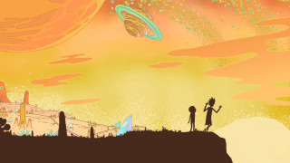 Cartoon man woman kite sky - a distant planet free wallpaper