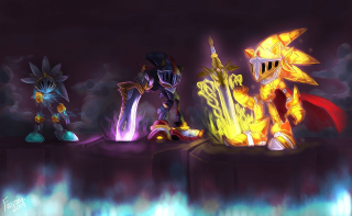 Animated characters stage dark background - animated free wallpaper