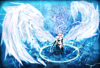 Angel blue ice wings fantasy - ice crystal free wallpaper