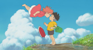 Boy girl hill frisbee sky - ghibli free wallpaper