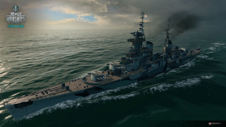 Battleship floating water cloudy sky 4 - fedot sychkov free wallpaper