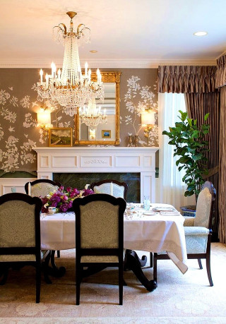 Dining room table chairs chandelier 4 - room free wallpaper
