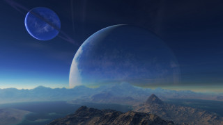 Blue planet mountain range night - a blue planet free wallpaper for desktop