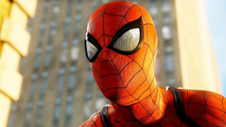 Spider man closeup skyscraper background - insane detail free wallpaper