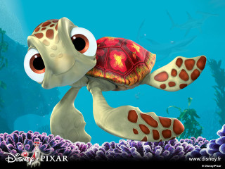 Cartoon turtle swimming ocean corals - cliff childs free wallpaper