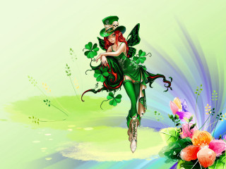 Woman flying green hat flower - a green hat free wallpaper