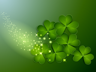 Green background clovers star middle - incoherent free wallpaper