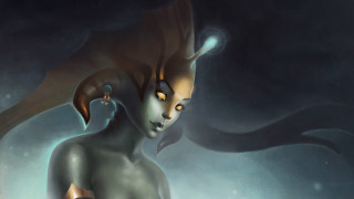 Woman cat portrait glowing fantasy - her shoulder and a cat free wallpaper